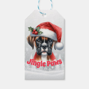Étiquettes-cadeau Jingle Paws et Boxer Dog Joy