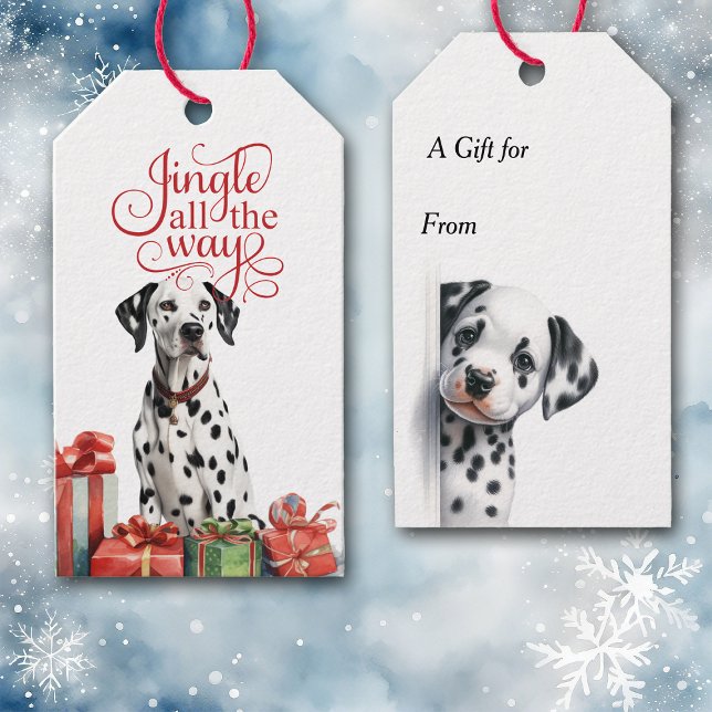 Étiquettes-cadeau Jingle tout le chemin Dalmatian Chien Noël (Créateur téléchargé)