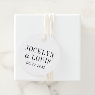 Étiquettes Cadeau Jocelyn Mariage moderne noir et blanc