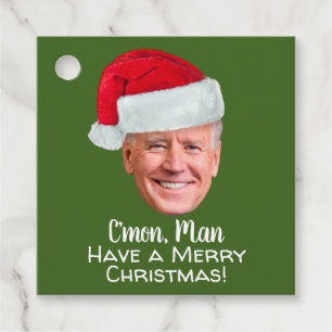 Étiquettes Cadeau Joe Biden Santa Hat C'mon Homme - Joyeux Noël