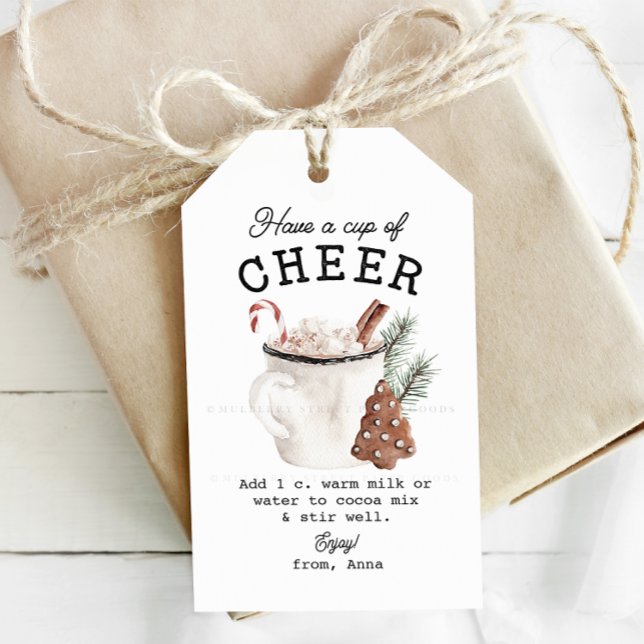 Étiquettes-cadeau Joie de Cacao Blanc (Créateur téléchargé)