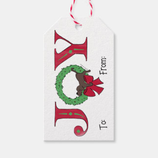 Étiquettes-cadeau Joie Mignon Chien Couronne Festive Classique Fêtes