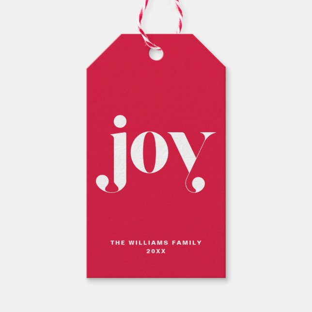 Étiquettes-cadeau Joie Typographie moderne Vacances personnalisées (Devant)
