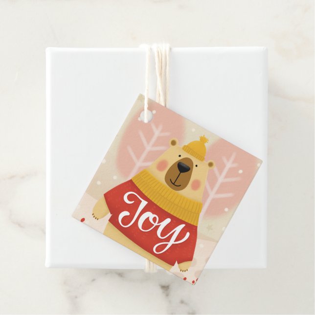 Étiquettes Cadeau Joie. Vigoureux hiver animal de l'ours des bois de (En situation)