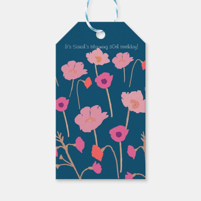 Étiquettes-cadeau Joli Anniversaire Floral Moderne Avec Âge Personna (Devant)
