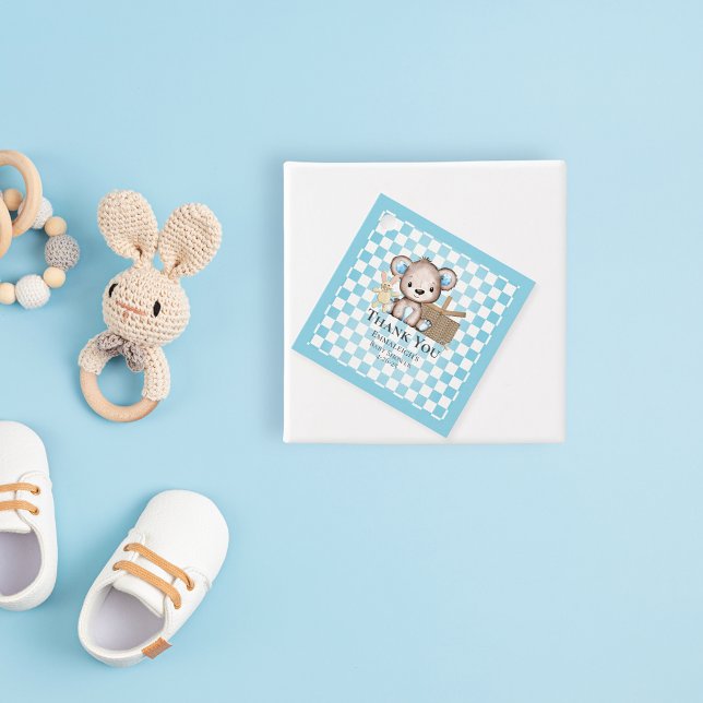 Étiquettes Cadeau Joli Baby shower de pique-nique Teddy Bear Brown (Créateur téléchargé)