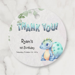 Étiquettes Cadeau Joli bébé dinosaure à l'aquarelle pour 1er anniver