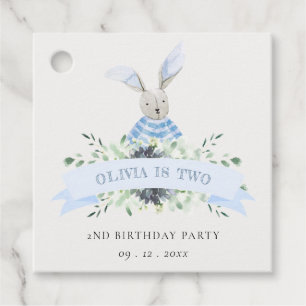 Étiquettes Cadeau Joli Bleu Aqua Bunny Foliver N'Importe Quel Âge An