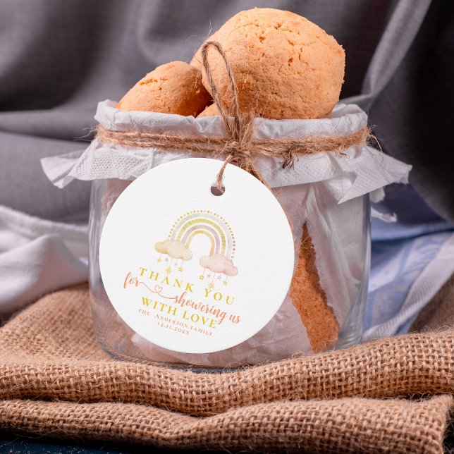 Étiquettes Cadeau Joli Boho Whimsical Rainbow Girl Baby shower (Cute Boho Whimsical Rainbow Girl Baby Shower Favor Tags)