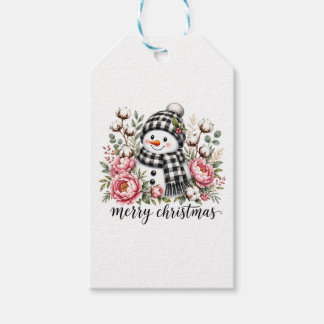 Étiquettes-cadeau Joli Bonhomme de Neige Joyeux Noël