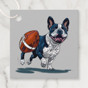 Étiquettes Cadeau Joli Bouledogue Français Jouant au Football