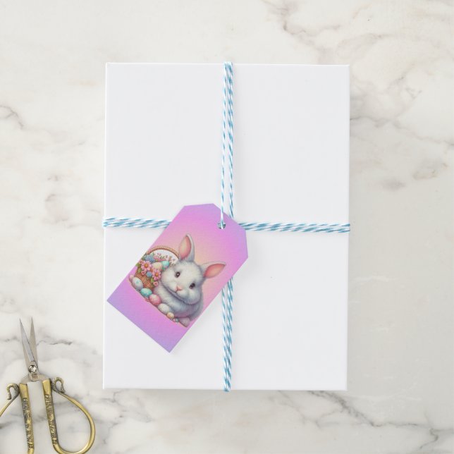 Étiquettes-cadeau Joli Bunny Pâques Pastel (Avec de laficelle)