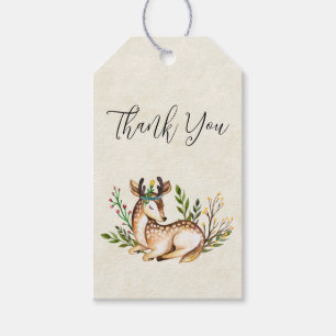 Étiquettes-cadeau Joli Cerf Aquarellé Posé Sur Le Merci Boho
