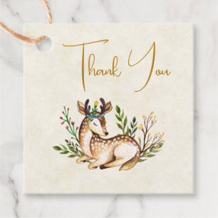 Étiquettes Cadeau Joli Cerf Aquarellé Posé Sur Le Merci Boho