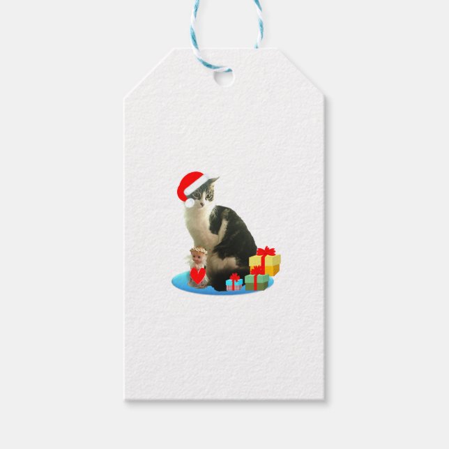 Étiquettes-cadeau Joli chat de Merlin pour Noël (Devant)