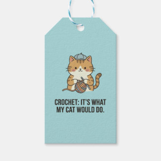 Étiquettes-cadeau Joli Chat Roux Chapeau Bleu Pelote de Laine Accent