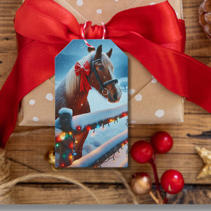 Étiquettes-cadeau Joli Cheval Brown avec Bow Noël à et de