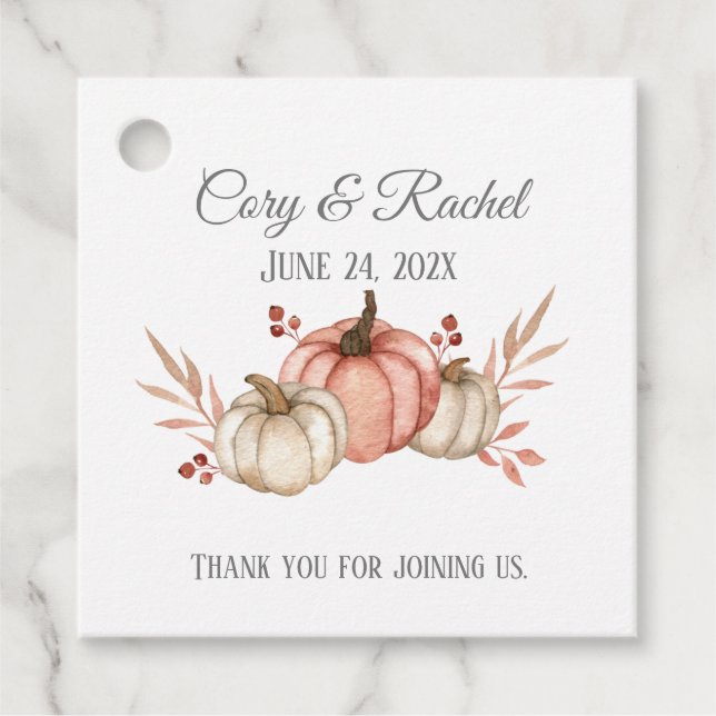 Étiquettes Cadeau Joli Chute Citrouille Bouquet Mariage Classic Roun (Devant)