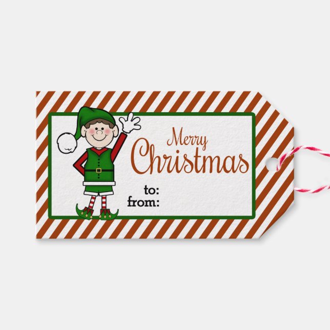 Étiquettes-cadeau Joli elfe de Noël (Devant (Horizontal))
