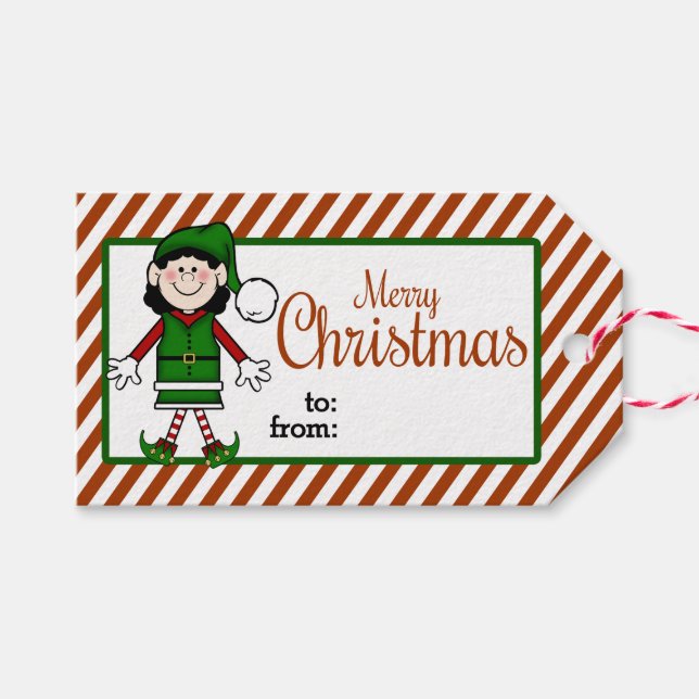 Étiquettes-cadeau Joli elfe de Noël (Devant (Horizontal))