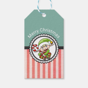Étiquettes-cadeau Joli elfe de Noël avec Sucre de canne Joyeux Noël