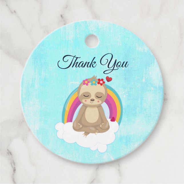 Étiquettes Cadeau Joli fentes Brown, Méditant sur un Merci nuageux (Devant)