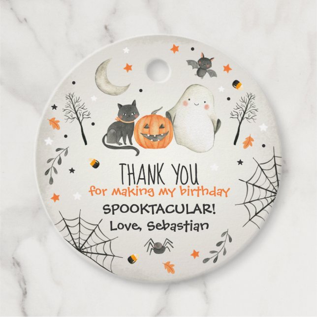 Étiquettes Cadeau Joli Halloween Ghost Spooktacular Anniversaire Déc (Devant)