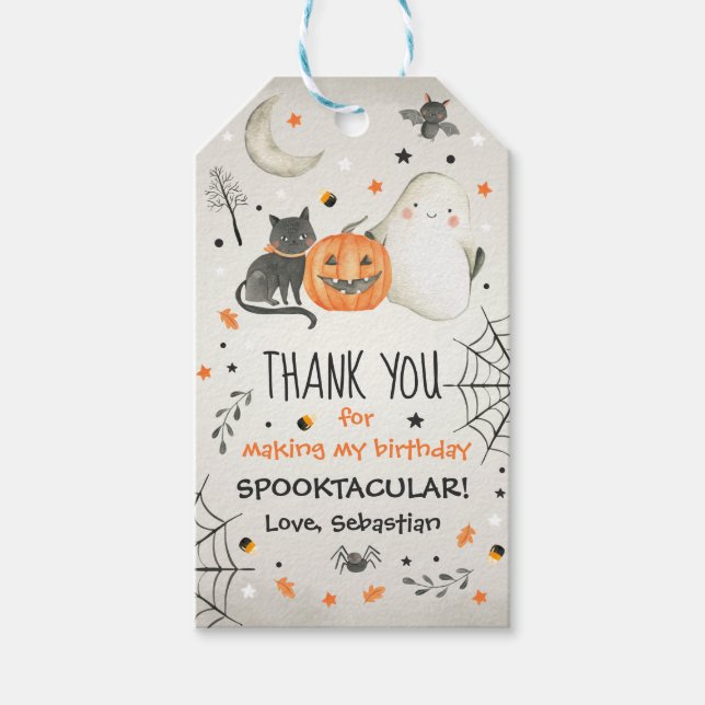 Étiquettes-cadeau Joli Halloween Ghost Spooktacular Anniversaire Déc (Devant)