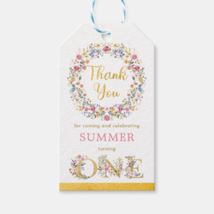 Étiquettes-cadeau Joli Jardin Fleur sauvage Wreath Girls 1er anniver