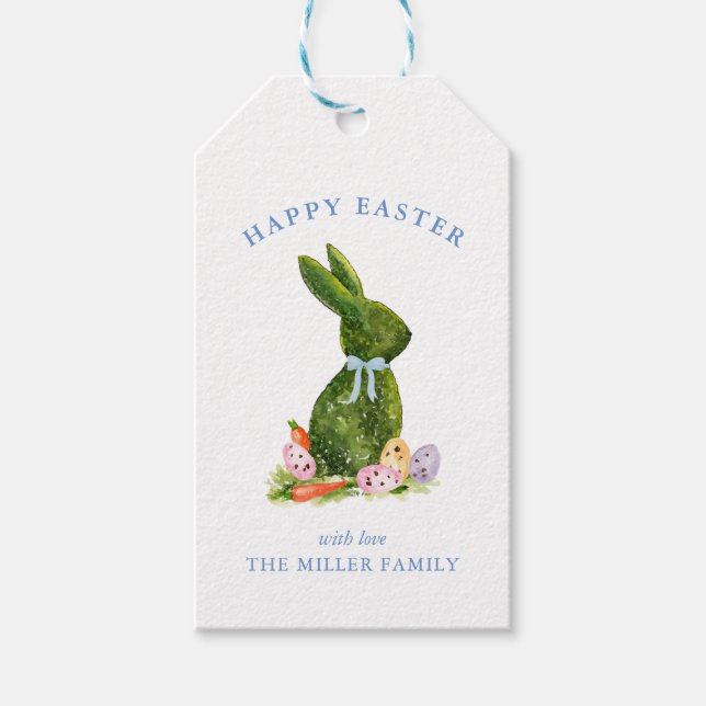 Étiquettes-cadeau Joli lapin de Pâques à l'aquarelle  (Devant)