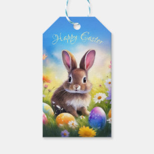 Étiquettes-cadeau Joli lapin de Pâques Brown