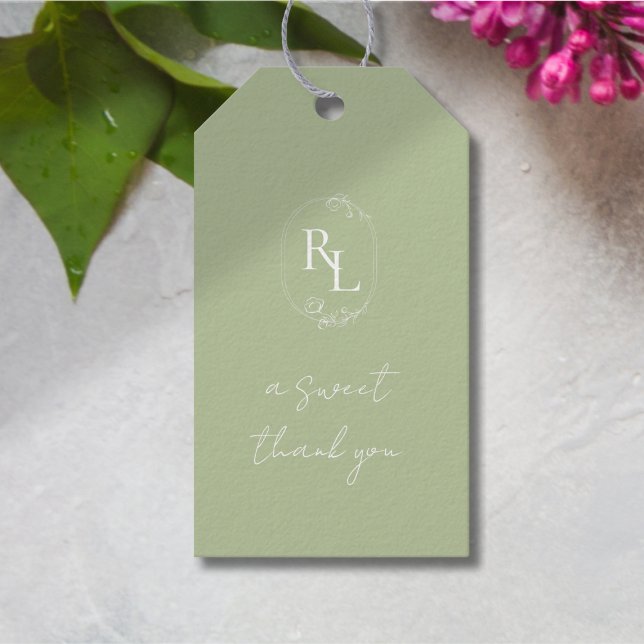 Étiquettes-cadeau Joli Mariage Floral Couple Merci Monogramme (Créateur téléchargé)