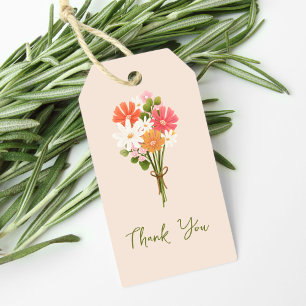 Étiquettes-cadeau Joli Merci coloré de Bouquet moderne de fleurs