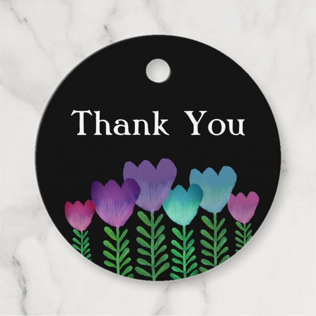 Étiquettes Cadeau Joli Merci Floral (Devant)