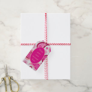 Étiquettes-cadeau Joli message personnalisé à motifs paisley rose