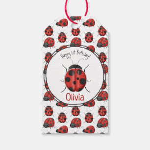 Étiquettes-cadeau Joli motif coccinelle noire rouge Merci