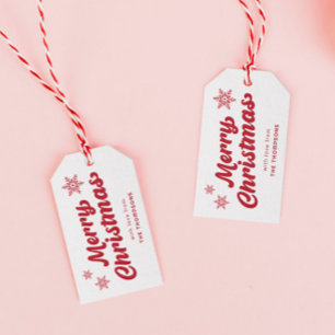 Étiquettes-cadeau Joli Noël blanc et rouge