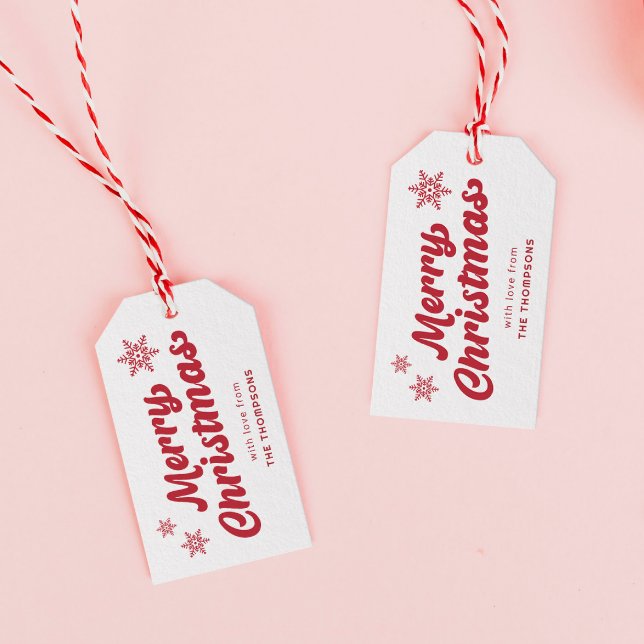 Étiquettes-cadeau Joli Noël blanc et rouge (Créateur téléchargé)