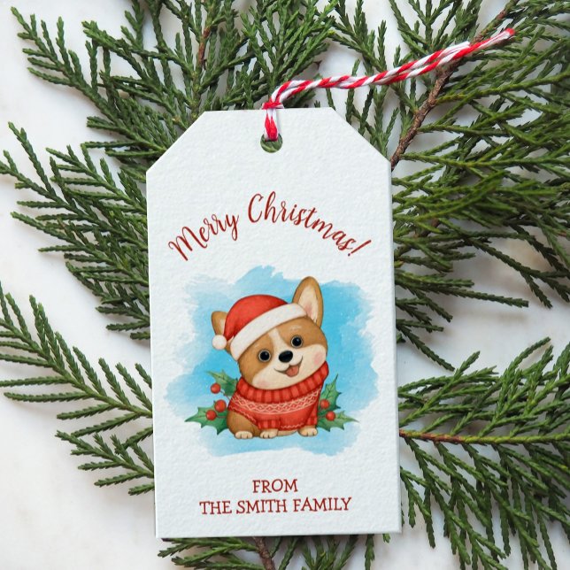 Étiquettes-cadeau Joli Noël Corgi (Créateur téléchargé)