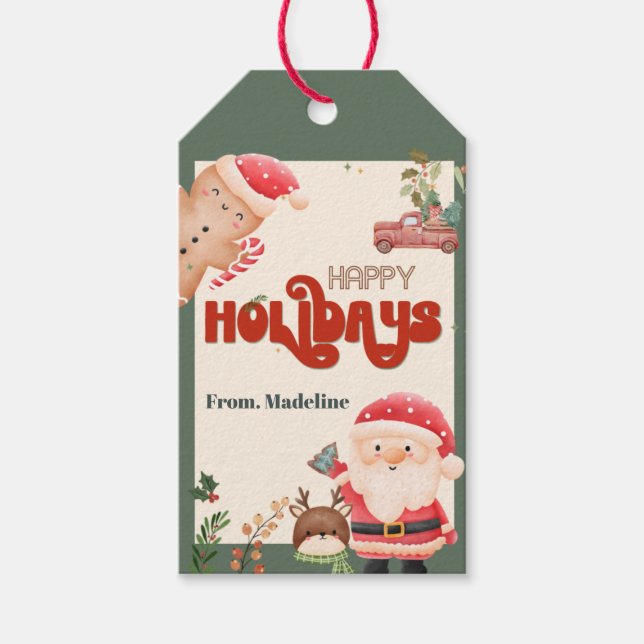 Étiquettes-cadeau Joli Noël enfants Père Noël fête de vacances invit (Devant)