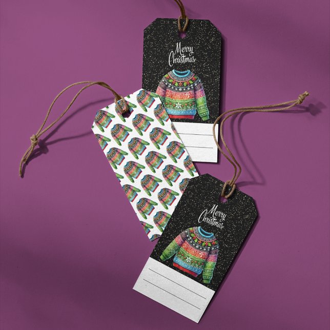 Étiquettes-cadeau Joli Noël Holly Berries laide Sweat de Noël (Créateur téléchargé)