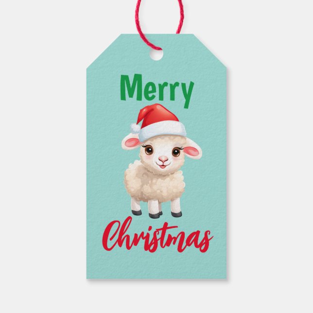 Étiquettes-cadeau Joli Noël mouton Ram Père Noël Fête de l'Écharpe (Dos)