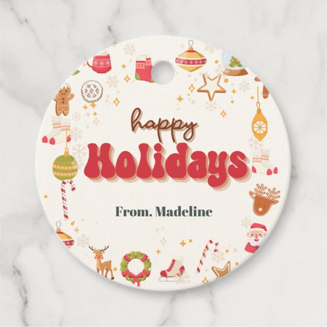 Étiquettes Cadeau Joli Noël pour les enfants invitation de fête (Devant)