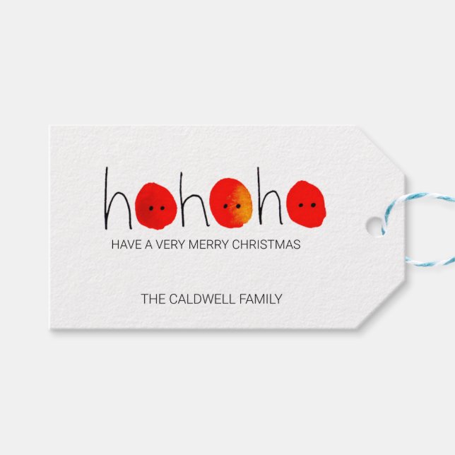Étiquettes-cadeau Joli Noël Rouge et Noir Ho Ho (Devant (Horizontal))