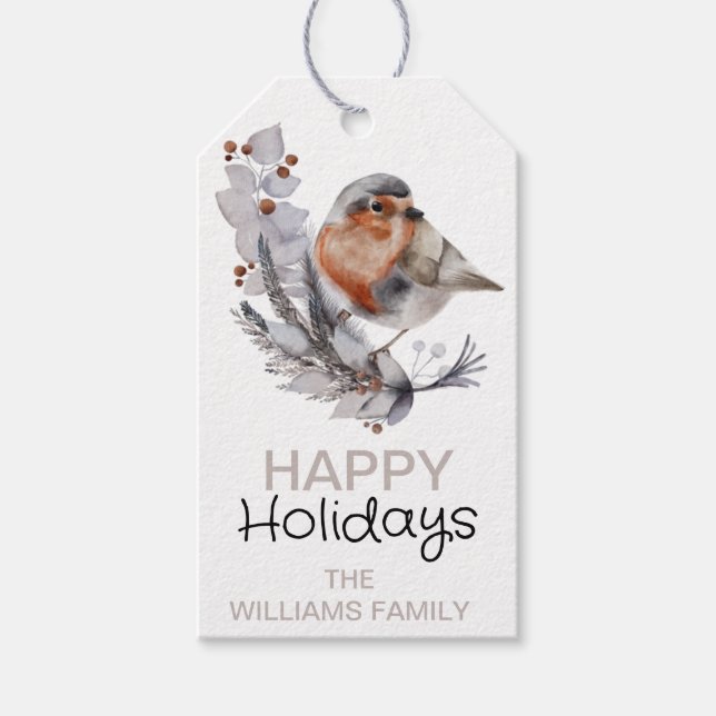 Étiquettes-cadeau Joli Noël Rustique du Bruant d'hiver (Devant)