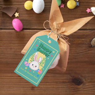 Étiquettes-cadeau Joli oeuf de lapin rose pâle Pastel