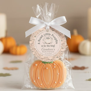 Étiquettes Cadeau Joli Orange Petit Citrouille Baby shower Automne