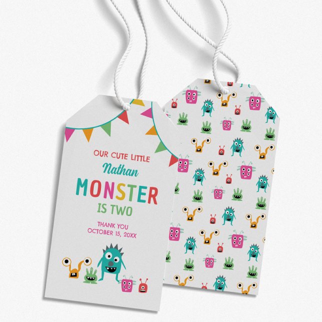 Étiquettes-cadeau Joli Petit Monster Anniversaire Garçon Halloween (Créateur téléchargé)