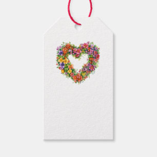 Étiquettes-cadeau Joli porte-étiquette à coeur floral