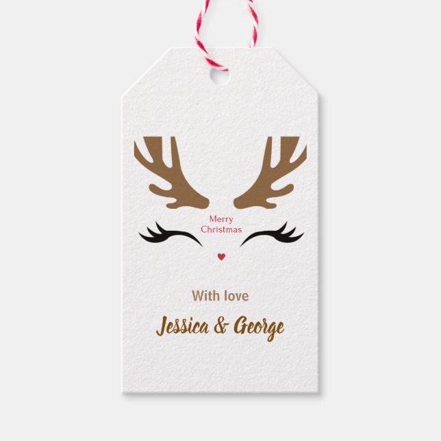 Étiquettes-cadeau Joli Renard Face Moderne Joyeux Noël (Devant)